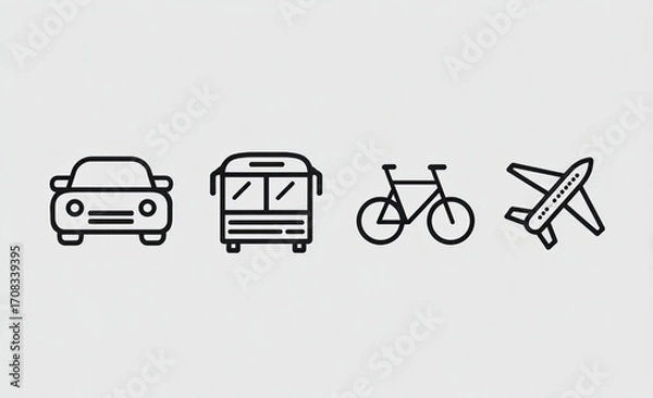 Fototapeta Four simple line icons representing various transportation methods