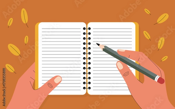 Fototapeta Writing Ideas in Open Notebook
