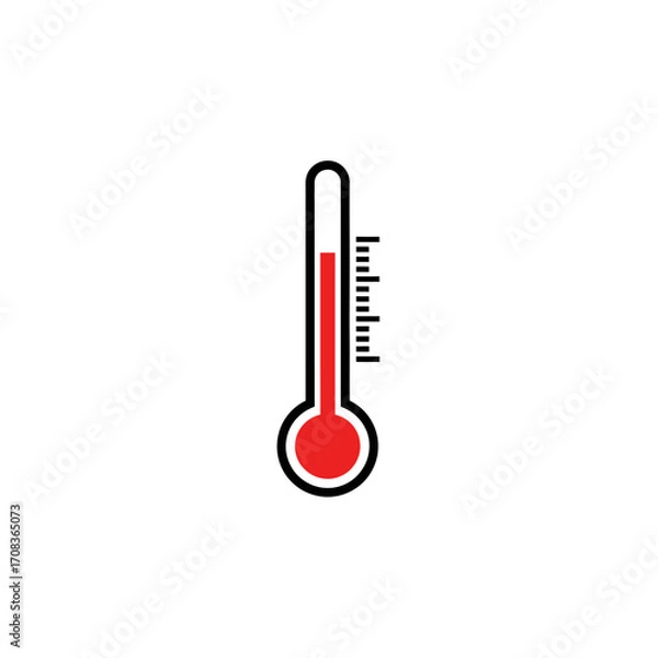 Fototapeta Simple Thermometer Icon with Red Liquid and Black Outline