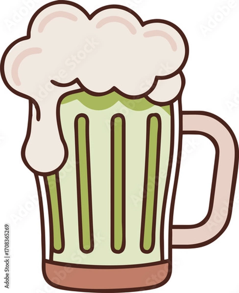 Fototapeta Stylized flat illustration of a frothy beer mug vector scalable eps icon vector