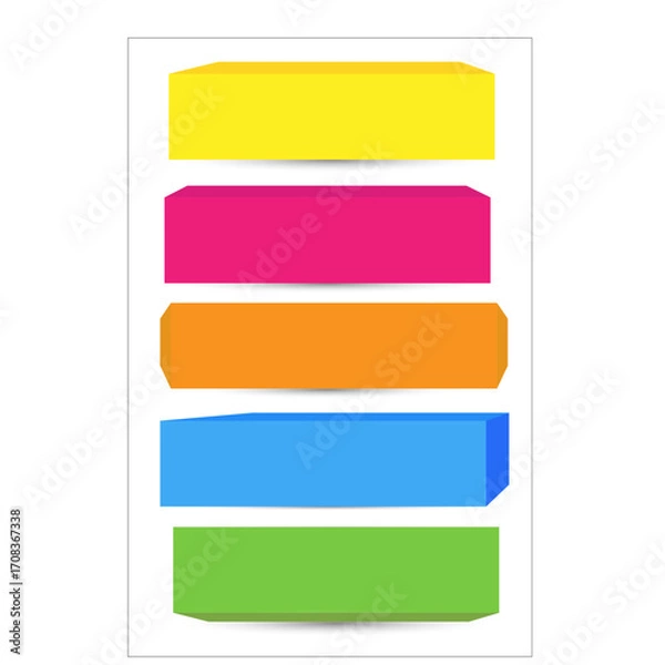 Fototapeta Colorful sticky notes arranged vertically for organization and reminders.