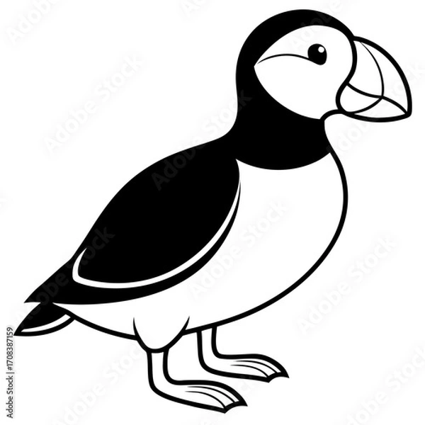 Fototapeta Puffin line art vector