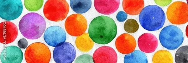 Fototapeta Abstract watercolor circles in various colors