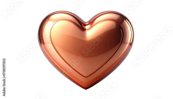 Fototapeta A polished, copper-toned heart graphic