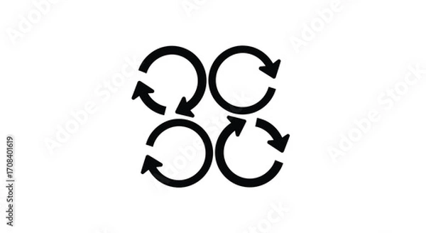 Fototapeta Four black circular arrows representing refresh reload cycle update and process vector