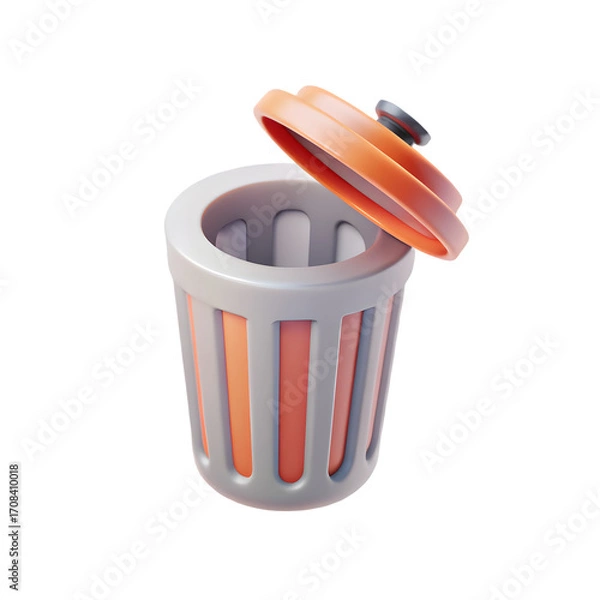 Obraz 3D Trash Bin Icon – Transparent Background