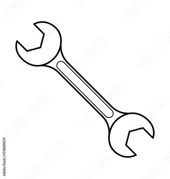 Fototapeta Spanner on a blank background: A meticulously rendered illustration showcasing a gleaming, metal spanner, highlighting its ergonomic design and essential function. 