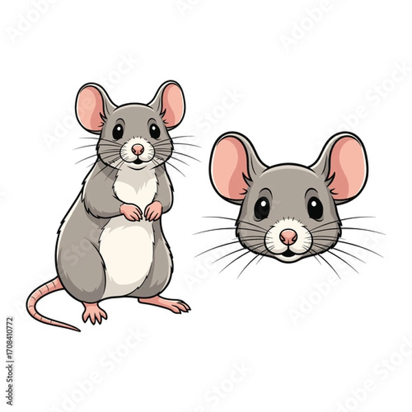 Fototapeta Mouse Fullbody and Close-Up Illustration for Product Design