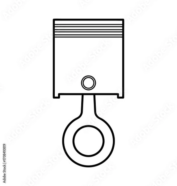 Fototapeta Piston Illustration: A meticulously crafted black-and-white illustration showcases the internal components, a core element in mechanics and engineering.