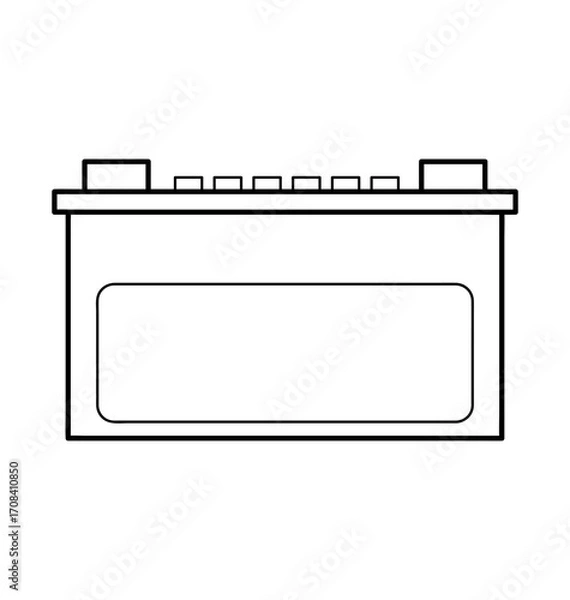 Fototapeta The Power Cell: A minimalist outline of a rectangular power cell. The industrial design exudes functionality and straightforward efficiency.
