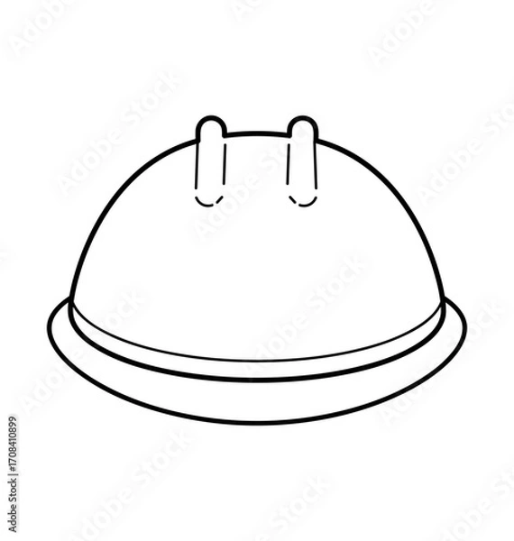 Fototapeta Safety Helmet Schematic: A minimalist line art representation of a safety helmet, perfect for illustrating concepts of protection, construction, and workplace safety.