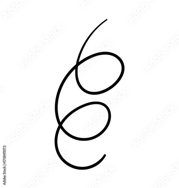 Fototapeta Coil Drawing: A delicate, freehand drawing of a coil, rendered with a thin, continuous line, showcasing minimalist elegance and graceful simplicity.