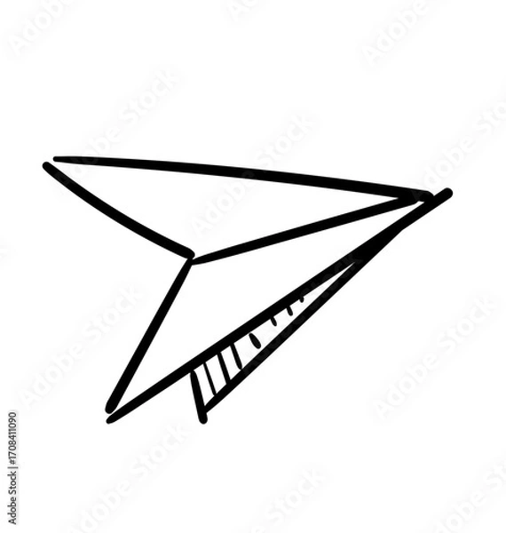 Fototapeta Paper Airplane in flight: A minimalist illustration of a paper airplane soaring gracefully, symbolizing freedom, and new beginnings, with clean lines and a dynamic composition.