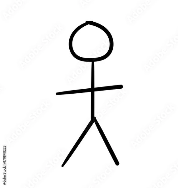 Fototapeta Stick Figure: A simple stick figure with minimalist design, offering versatile options for graphic and conceptual use.