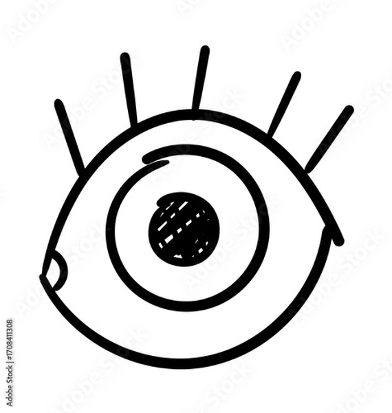 Fototapeta Eye drawing: A Simple yet expressive hand-drawn eye, drawn with confident strokes, capturing the essence of observation and introspection. 