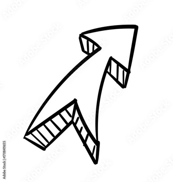Fototapeta Upward Arrow in Motion: A sketched illustration of an upward-pointing arrow, elegantly drawn to emphasize movement and direction.