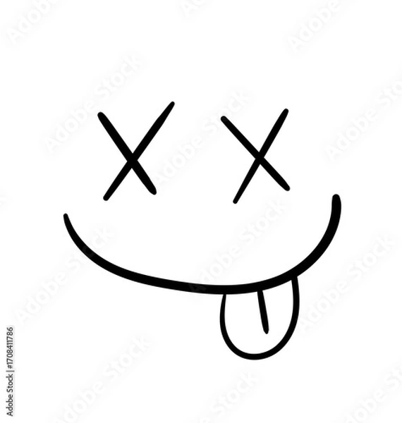 Fototapeta Playful Emoticon: A simple, yet expressive, line drawing captures the essence of playful irreverence with a wink and a wag of the tongue.