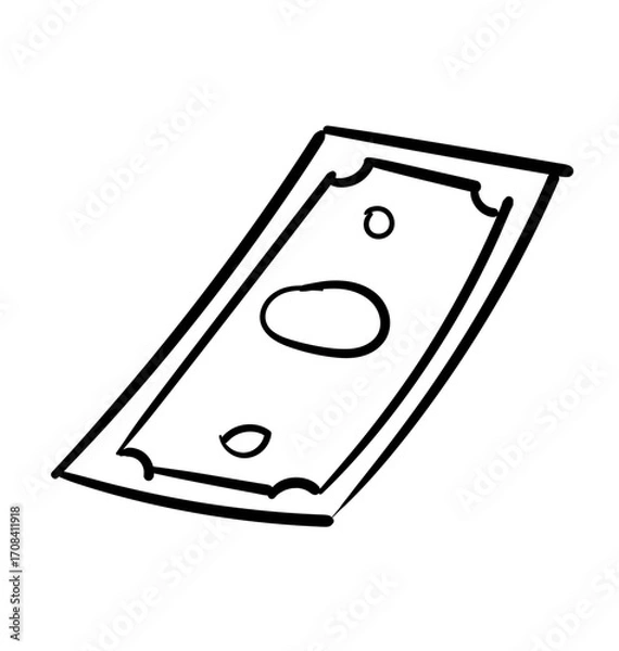 Fototapeta Money Note Drawing: A hand-drawn dollar note illustration capturing the concept of financial transaction and wealth.
