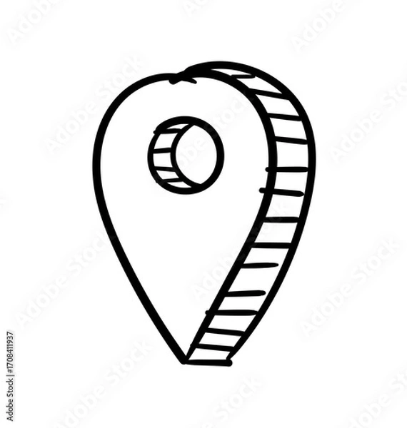 Fototapeta Simple Location Marker: A hand-drawn, minimalist depiction of a location marker, ideal for navigation and mapping concepts.