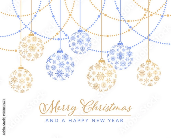 Fototapeta Abstract Christmas Hanging Balls Vector Greeting Card Design