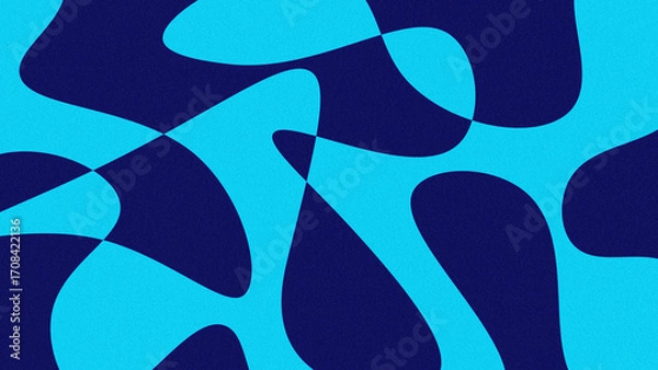 Fototapeta Abstract blue and dark navy fluid shapes with modern organic curves, seamless geometric pattern background for contemporary design and digital art projects.