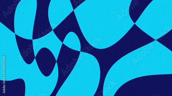 Fototapeta Abstract blue and dark navy fluid shapes with modern organic curves, seamless geometric pattern background for contemporary design and digital art projects.