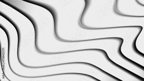 Fototapeta Abstract Black and White Wavy Texture with Grain Noise Background	