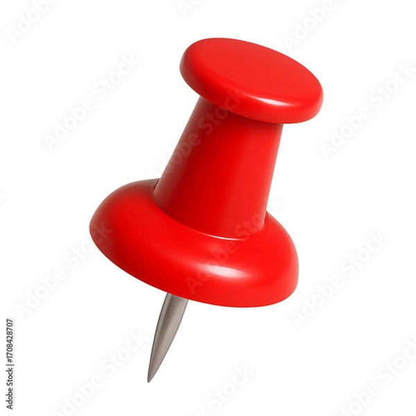 Fototapeta  3D Red Push Pin Isolated Transparent PNG