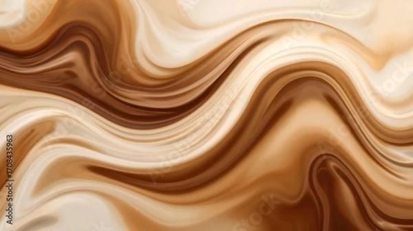 Obraz Abstract Coffee Swirl Background – Elegant Brown and Cream Waves for International Coffee Day