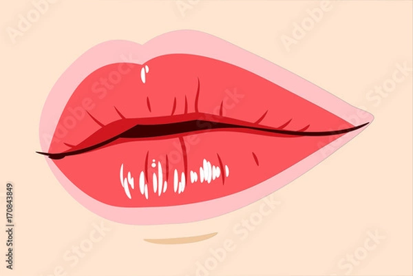 Fototapeta Sensual female lips, . Sticker, Template
