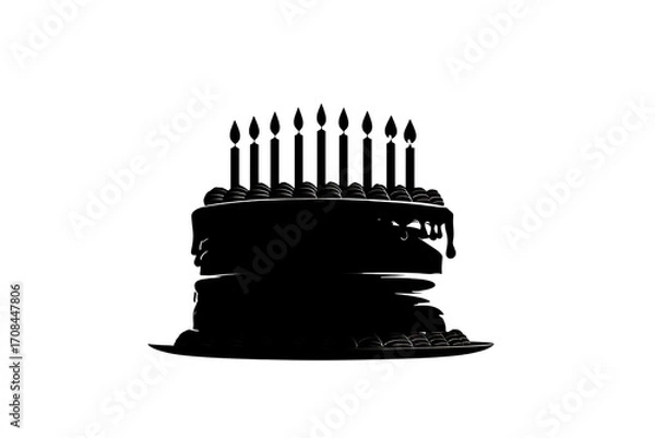 Fototapeta Celebrate joy with a festive birthday cake adorned with glowing candles, perfect for creating magical moments and happy memories for any special occasion