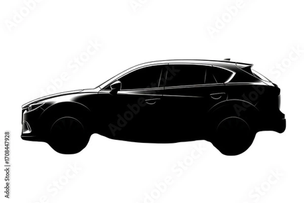 Fototapeta Sleek modern SUV silhouette illuminated with dramatic side lighting, showcasing elegant automotive design and dynamic lines, perfect for advertising and branding