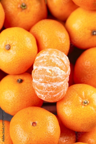 Obraz Fresh Small Satsuma Oranges Seedless Citrus Fruit with Peeled Segments