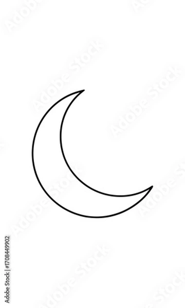 Obraz Simple crescent moon line drawing isolated on transparent background