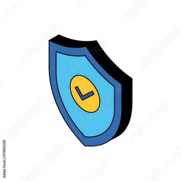 Fototapeta Minimalist Isometric Shield with Checkmark Icon