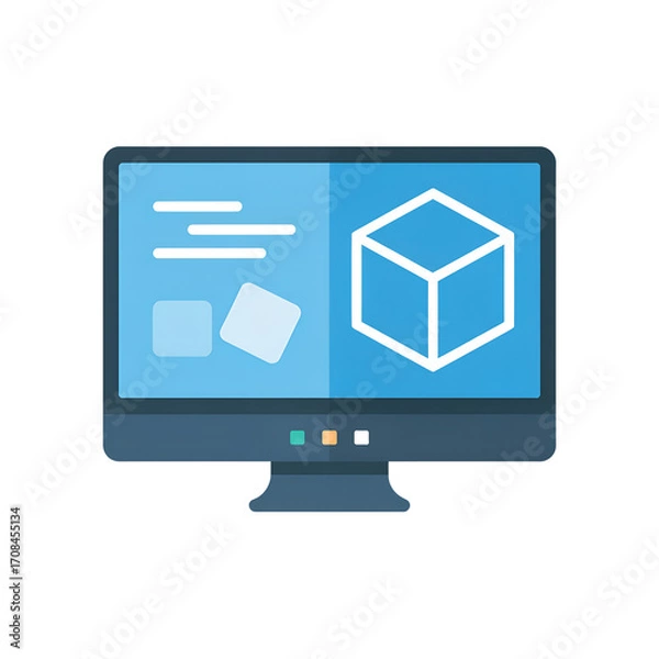 Fototapeta Minimalist Flat Design Icon of a Desktop Monitor