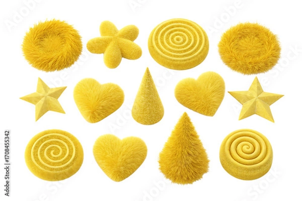 Fototapeta Yellow fuzzy shapes in playful arrangement