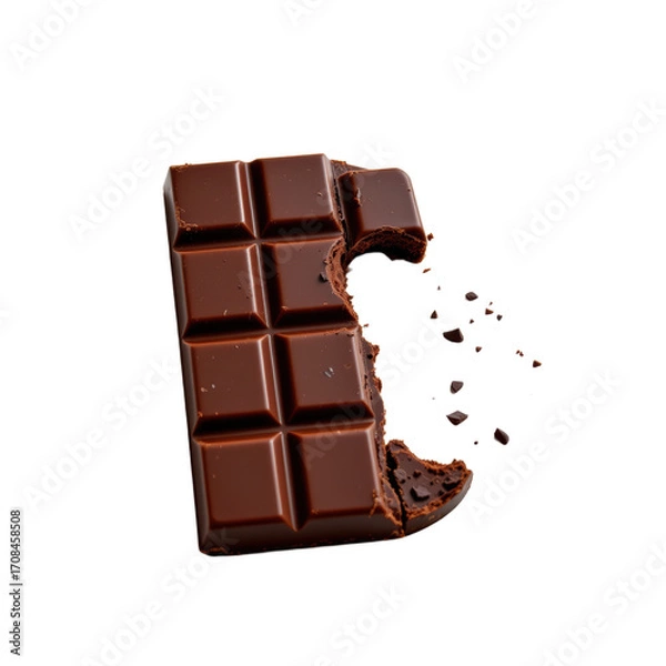 Fototapeta Delicious Chocolate Bar with Bite Taken Unwrapping Delight Isolated on transparent background	