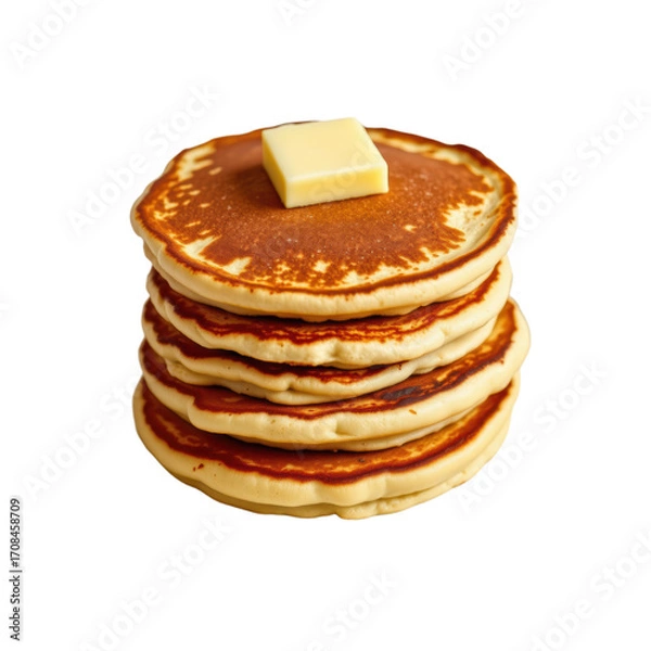 Fototapeta Delicious Stack of Pancakes with Butter Kitchen Setting Food Photography Cozy Environment Close-Up View Isolated on transparent background	