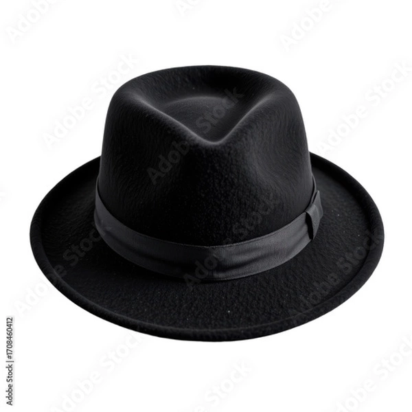 Fototapeta Classic Black Fedora Hat Studio Setting Close-Up Image Fashion Environment Artistic Viewpoint Isolated on transparent background	