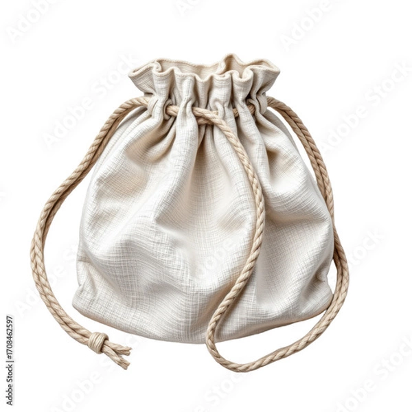 Fototapeta Creating Unique Cotton Drawstring Bags Art Studio Product Photography Bright Background Close-Up Handmade Craft Isolated on transparent background	