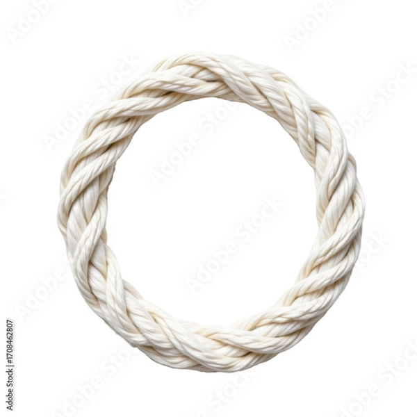 Fototapeta Creating Unique Decorative Elements with One White Cotton Rope Home Photography Studio Top Down View Isolated on transparent background	