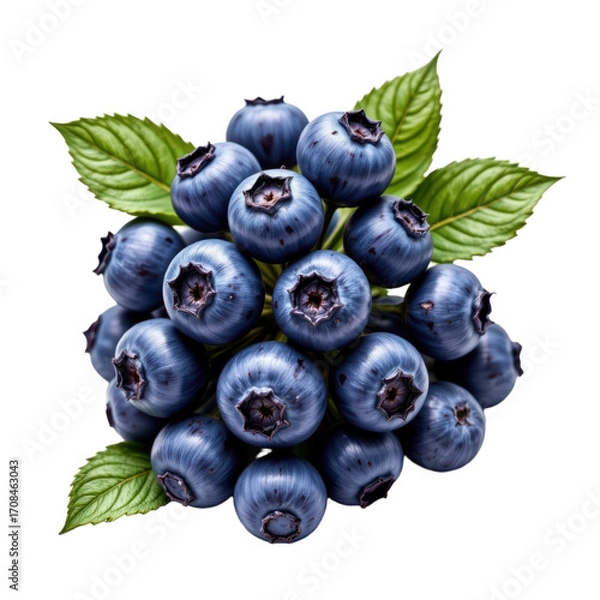 Fototapeta Harvesting Blueberry Cluster in Nature Close-Up Photography of Fresh Fruit Vibrant Isolated on transparent background	