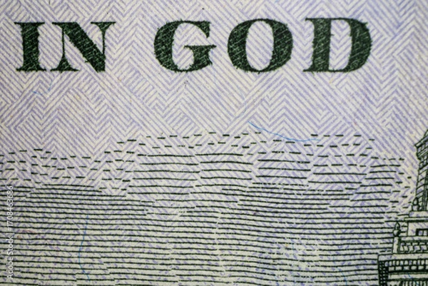 Fototapeta Macro Shot of "In God" on 100 Dollar Bill