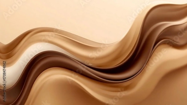 Obraz Rich Chocolate and Cream Wave Background – Elegant Abstract Design for International Coffee Day