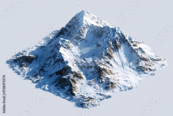 Obraz Snowy mountain peak, isometric view