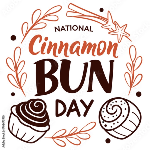 Obraz NATIONAL CINNAMON BUN DAY vector illustration