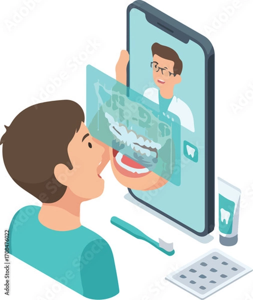 Obraz Remote Dental Consultation Vector
