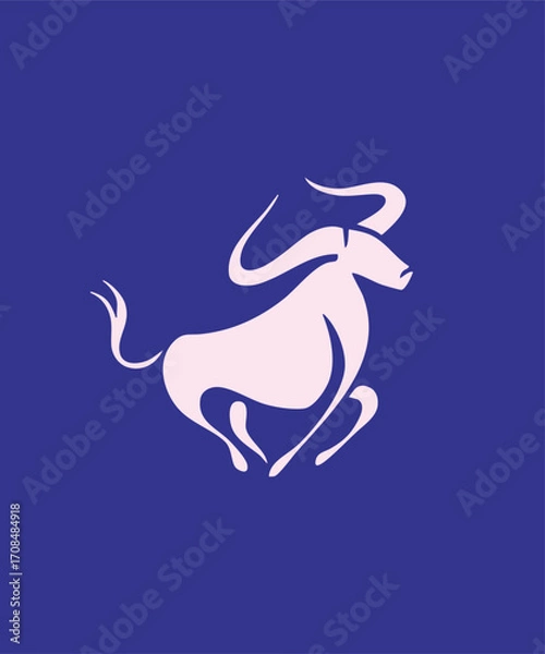Fototapeta Running Bull Stylized Vector Illustration for Logo and Design
