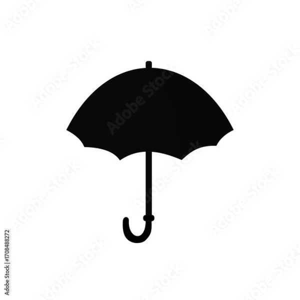 Fototapeta Black Umbrella Icon Simple Protection Symbol Graphic for Weather Forecasts, Insurance, and Safety